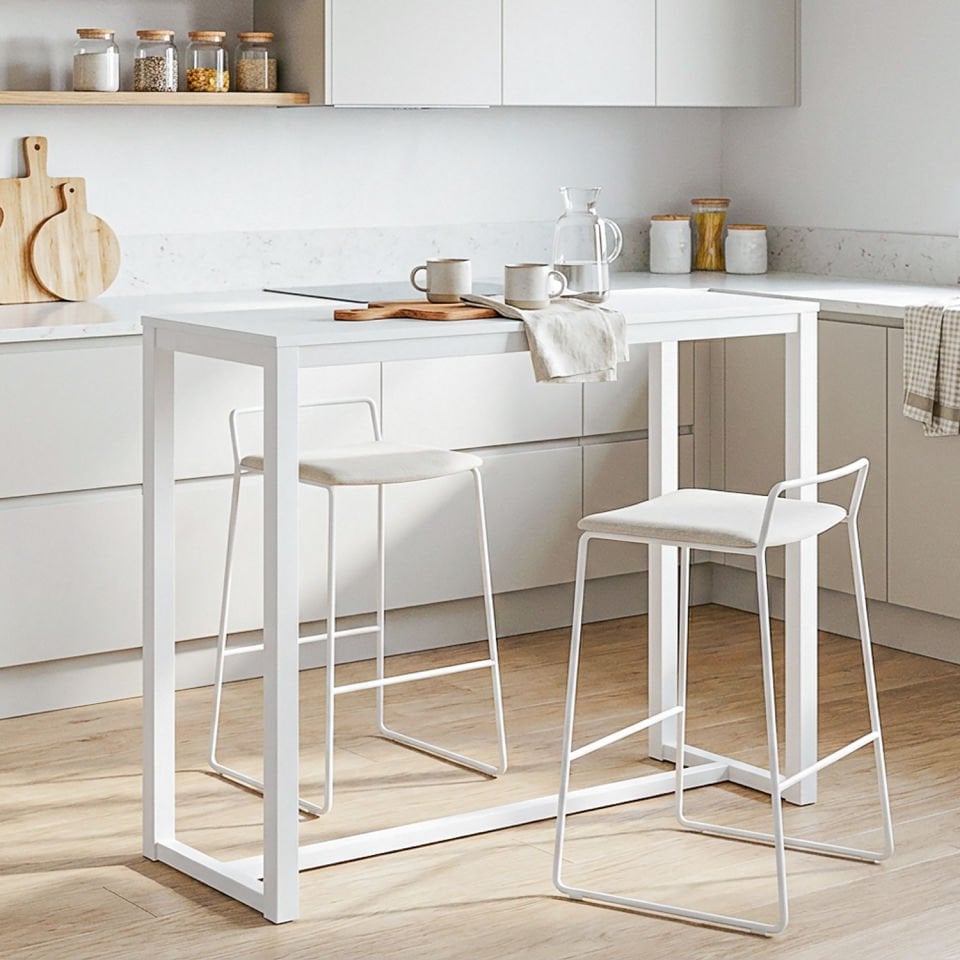 Hector 113 Bar Masası Beyaz-Beyaz