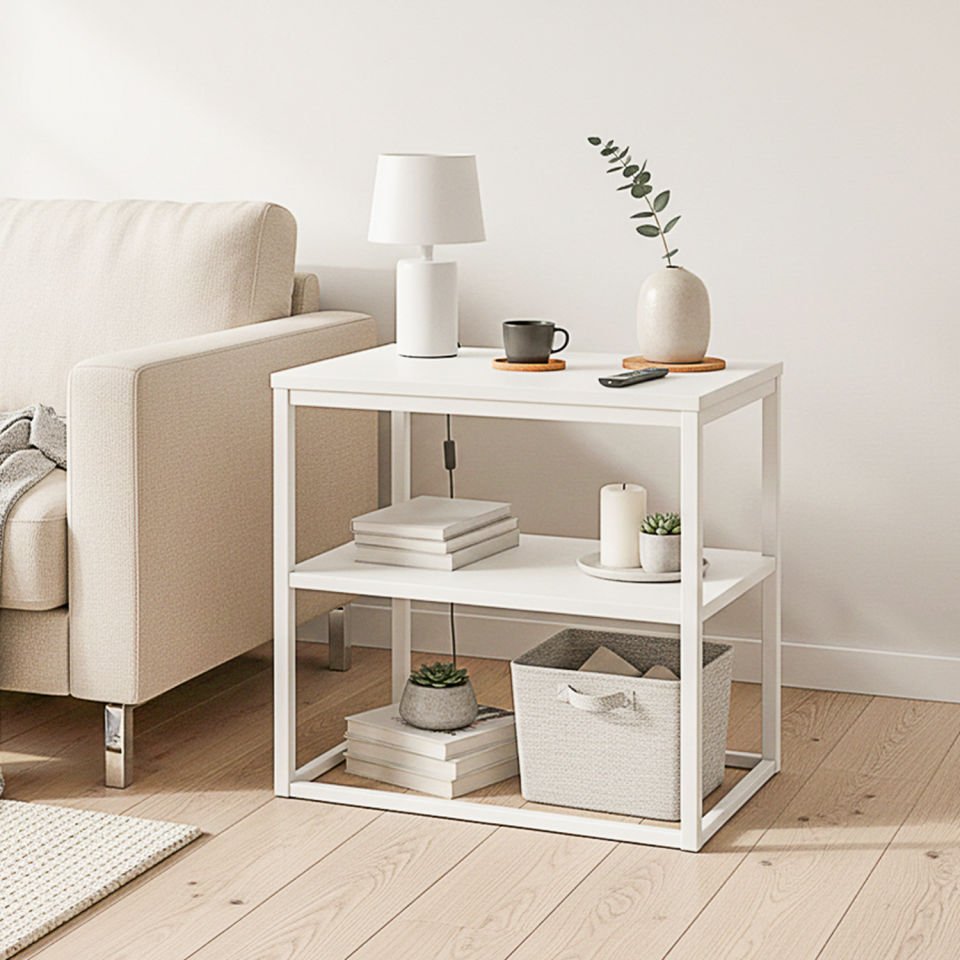 Grace'd 55 Yan Sehpa Beyaz-Beyaz