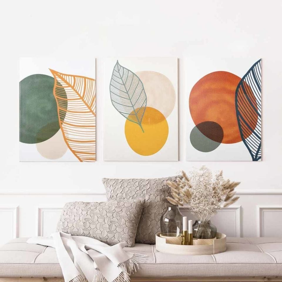 3'lü Yaprak Desenli Tasarım Tablo 30CMX40CM