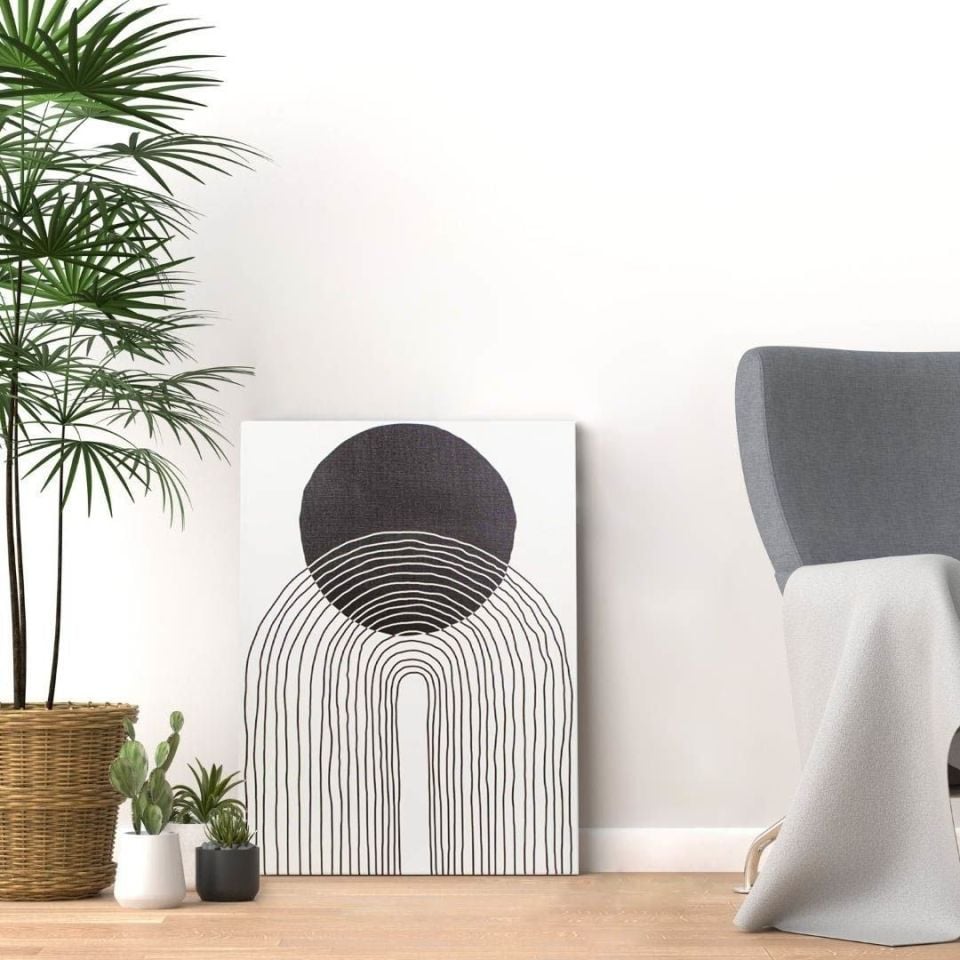 Siyah Beyaz Gökkuşağı ve Güneş 30CMX40CM