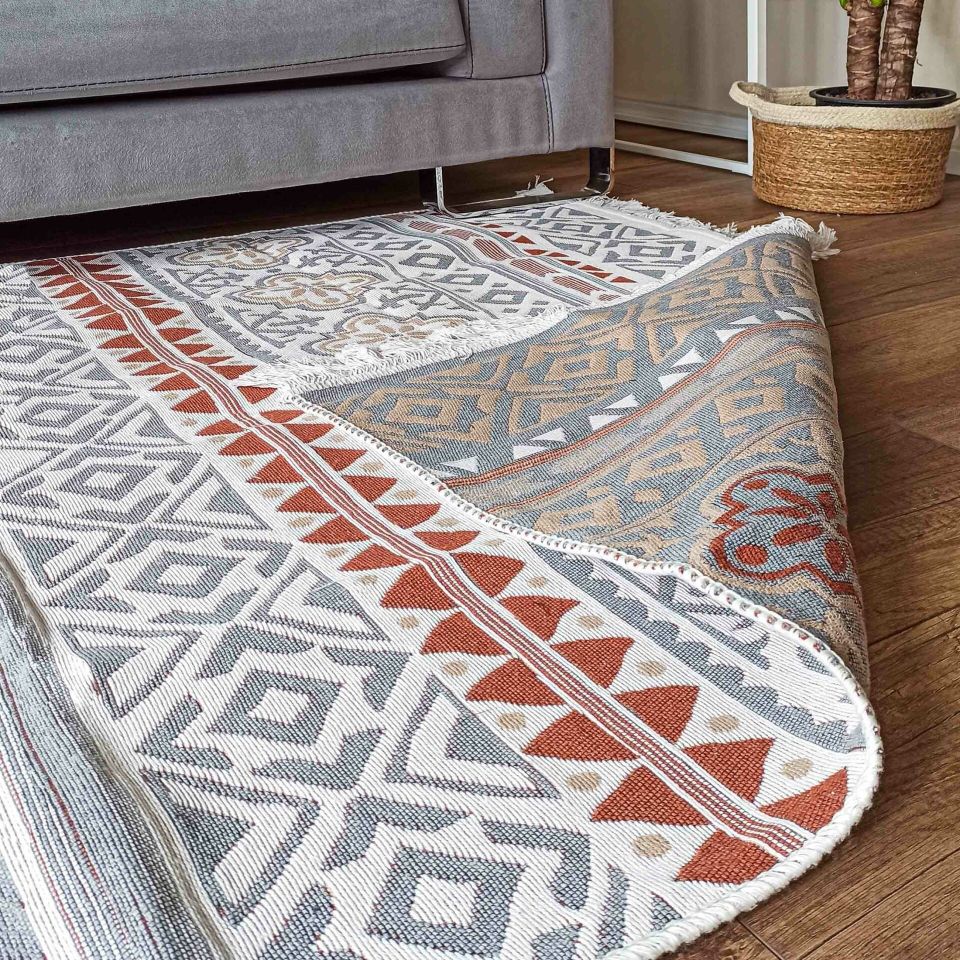 Çift Taraflı Geometrik Desenli Kilim 160X230